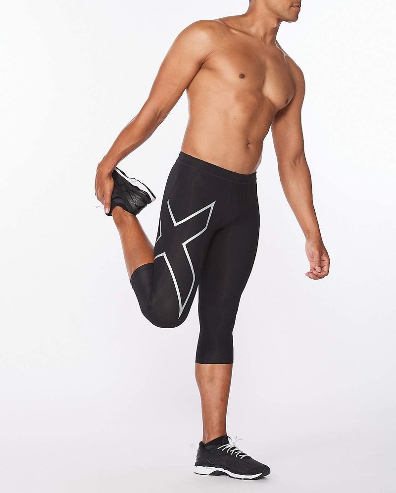 2XU Men's Core 3/4 Compression Tights, Black/Silver, Medium - Image 4